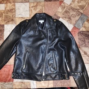 Black Faux Leather Motorcycle Jacket